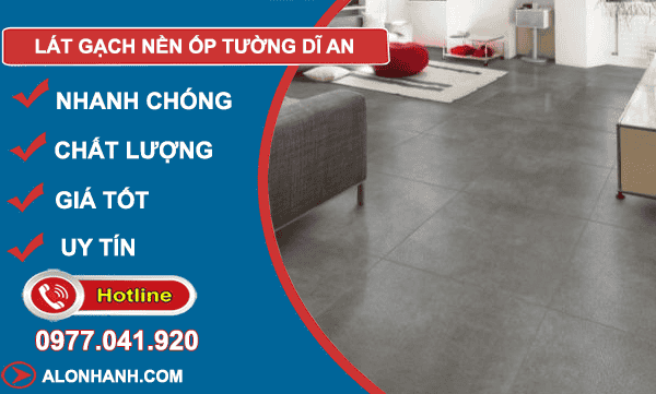 thi công lót gạch nên ốp tường dĩ an
