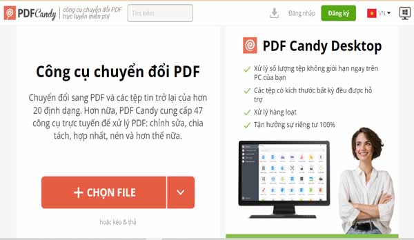 Chuyển pdf sang word không lỗi font PDFCandy