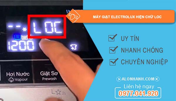 máy giặt electrolux hiện chữ loc