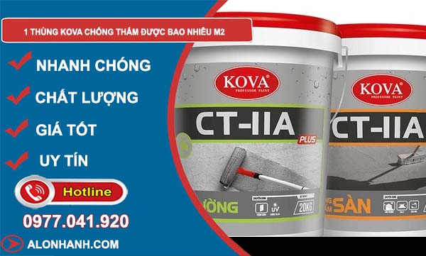 1 thùng kova chống thấm được bao nhiêu m2
