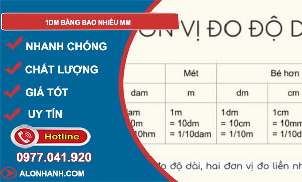đổi 1dm bằng bao nhiêu mm