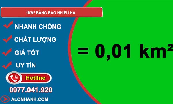 1km2 bằng bao nhiêu ha