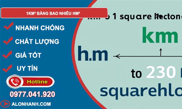 1km2 bằng bao nhiêu hm2