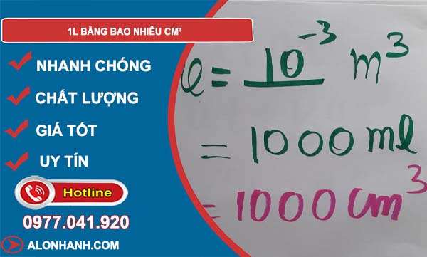 1l bằng bao nhiêu cm3