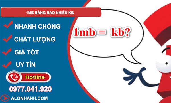 đổi 1mb bằng bao nhiêu kb
